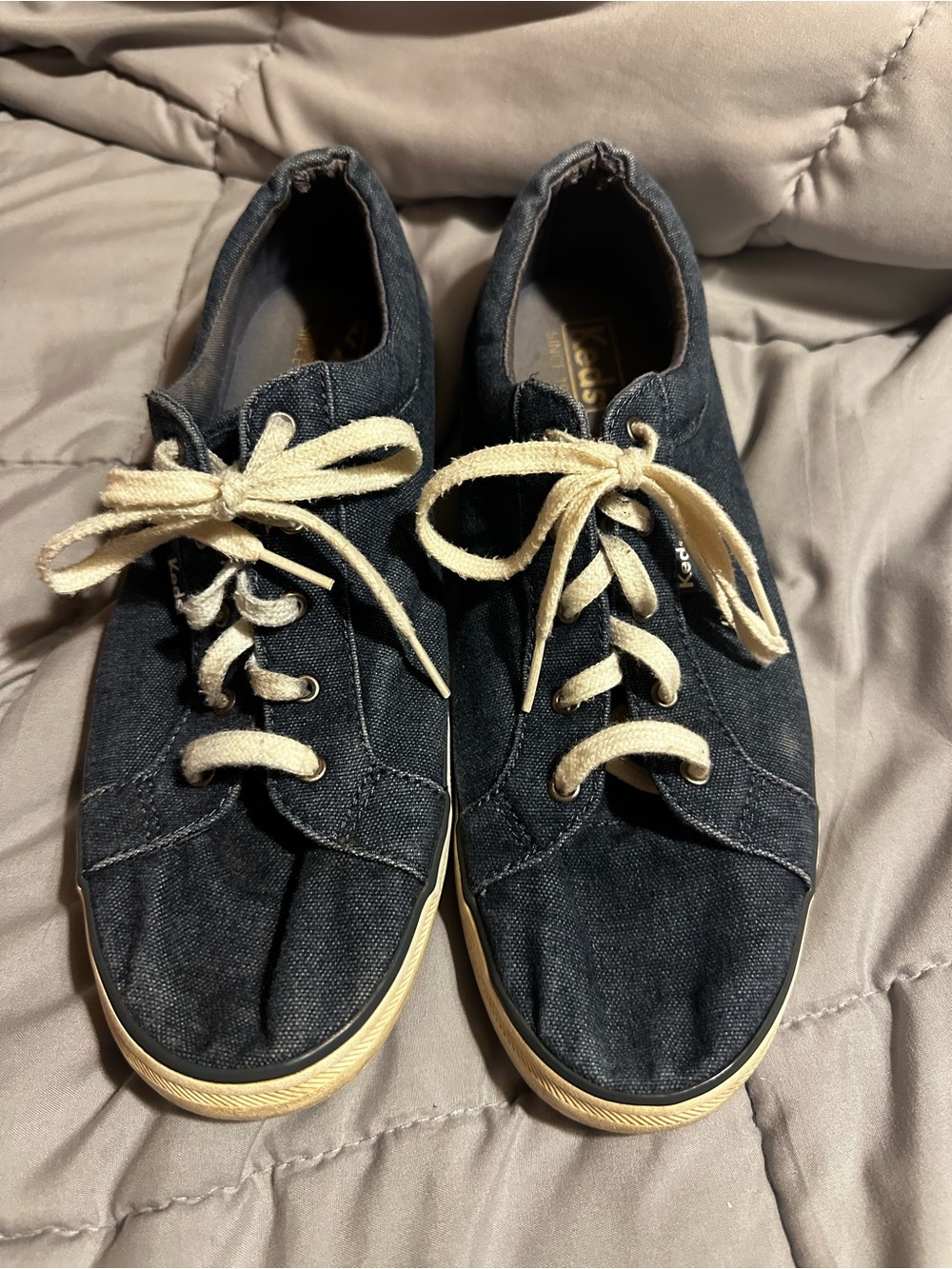 Keds Navy Canvas Sneakers with Cream Laces